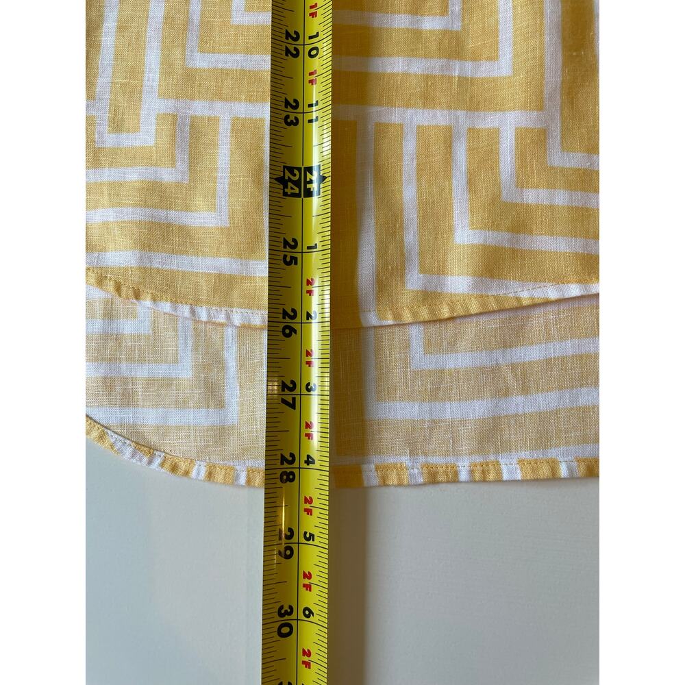 Chico’s 100% Linen No Iron Top Sz L 12/14 Yellow White Geometric Preppy - Picture 10 of 10